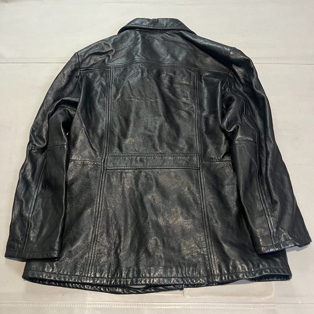 Wilson Leather Womens Black Leather Button Blazer Emo Grunge Y2K Skate Punk-XL - Picture 5 of 7